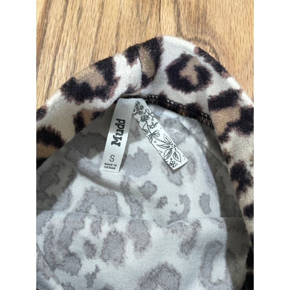 Mudd Mock Neck Leopard Print Fit and Flare Dress Juniors S Long Sleeve Y2K - Picture 3 of 7